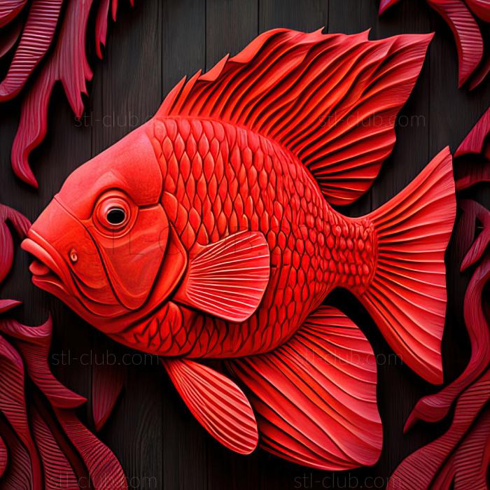 st Red parrot fish fish